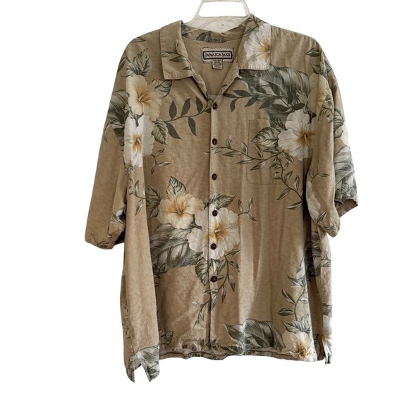 Jamaica Jaxx 100% Silk Floral Hawaii Hibiscus Shirt Button Up Short Sleeve XXL - Picture 1 of 5